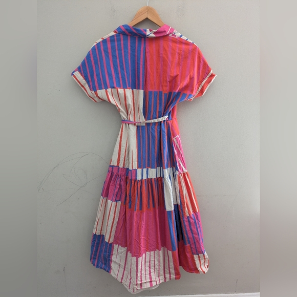 Hutch Rosen Pink Blue Stripe Wrap Dress Size S - Picture 6 of 8